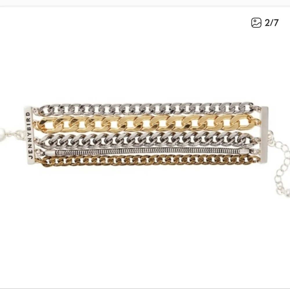 Jenny Bird Austin Cuff Multi Strand Gold And Silver Chain Bracelet